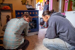 Protype unit being installed at Redwood Energy Home Base.