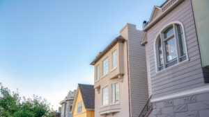 Row of residential homes, exterior view