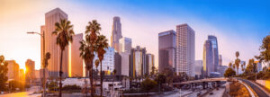 Los Angeles skyline during sunrise